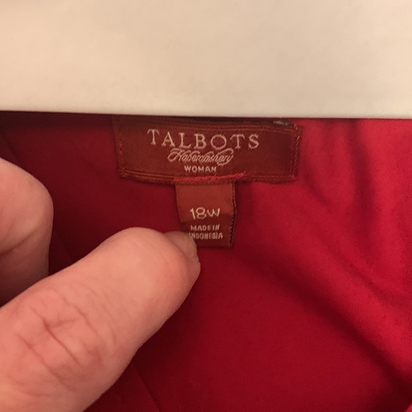 Talbots Red button down stretch poplin 18W long sleeve - Picture 3 of 6
